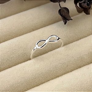 Anel aro 13 infinito vazado em banho de prata silver
