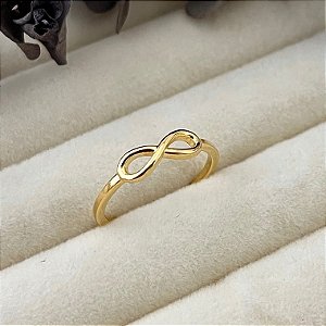 Anel aro 15 infinito vazado em banho de ouro 18k
