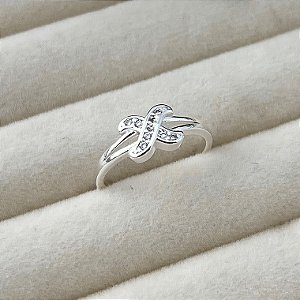 Anel aro 14 X cravejado em banho de prata silver