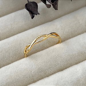 Anel aro 19 infinitos vazados em banho de ouro 18k