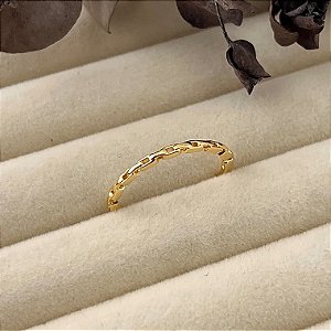 Anel aro 21 tipo corda em banho de ouro 18k