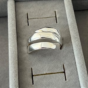 Anel aro 21 3 fileiras em banho de prata silver