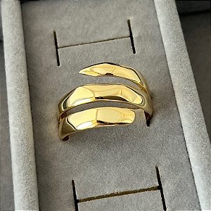 Anel aro 20 3 fileiras em banho de ouro 18k