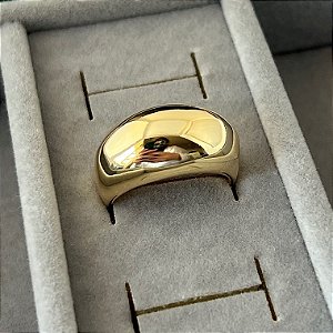 Anel 15 G abaloado em banho de ouro 18k
