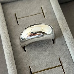 Anel 19 G abaloado em banho de prata silver