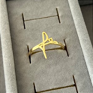 Anel fé aro 17 em banho de ouro 18k