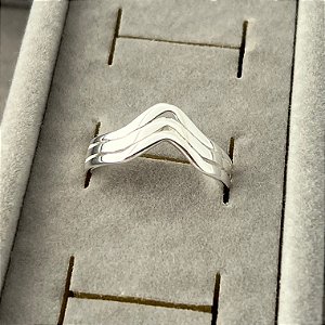 Anel aro 21 V três fileiras em banho de prata silver