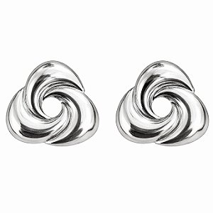 Brinco triângulo ondas em banho de prata silver