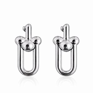 Brinco inspiração Tiffany liso em banho de prata silver