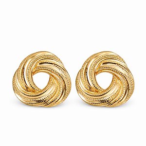 Brinco triângulo ondas texturizado em banho de ouro 18k