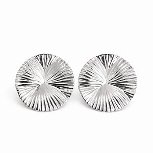 Brinco orgânico redondo texturizado em banho de prata silver
