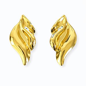 Brinco meio croissant em banho de ouro 18k