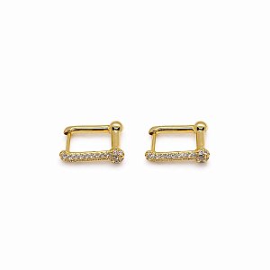 Argola inspiração Tiffany lisa e cravejada em banho de ouro 18k