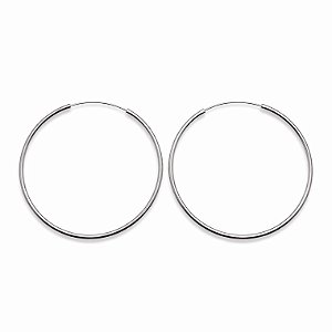 Argola fina média em banho de prata silver
