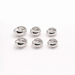 Trio de argolas abaloadas lisas em banho de prata silver