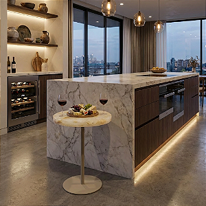Mesa Lateral em Pedra Ônix Design Exclusivo