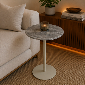 Mesa Lateral de Mármore Premium para Sala