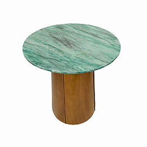 Mesa de Apoio em Quartzito com Base em Madeira 50cm