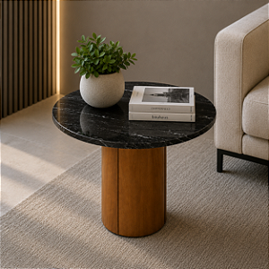 Mesa de Apoio em Granito com Base em Madeira