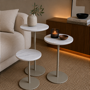 Conjunto Mesas Laterais Luxo Pedra Natural