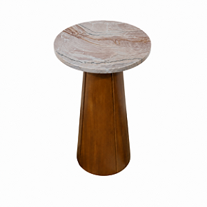 Mesa de Apoio Lateral Raffinato 27cm de Quartzito com Pé de Madeira