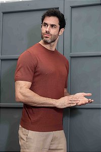 Camiseta Malha Retilínea Gola Careca Manga Curta