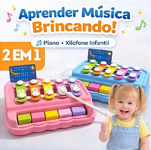 Mini Piano Xilofone Infantil 2 em 1 Colorido