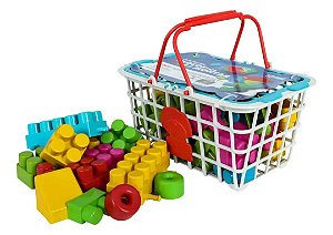 Blocos Injetsul Cesta 26 Peças Carrinho-Casinha