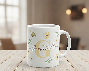 Caneca personalizada com nome e frase.