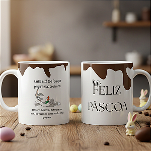 Caneca Divertida Páscoa - A crise está tão feia que perguntei ao coelhinho ....