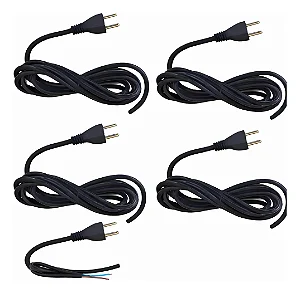 Cabo Elétrico Pp 2x1,5mm C/3mts P/ferramentas Elétricas 5und
