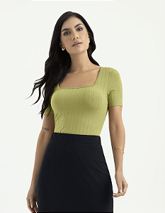 Blusa Feminina Canelada com Decote Quadrado Cativa