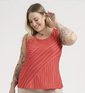 Regata Plus Size com Decote Redondo em Misturinha – Habana