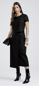 Conjunto Feminino Blusa e Saia Gris