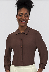 Camisa Feminina Viscose Listra Dupla Habana Casual Elegante