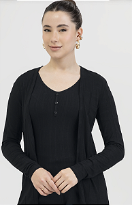 Cardigã Feminino Canelado Maxi Power Cativa Casual Elegante Confortável