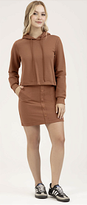 Conjunto Moletom Sem Felpa Blusa e Saia Cativa