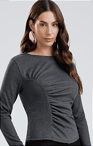 Blusa Canelado Pele de Pêssego Gris