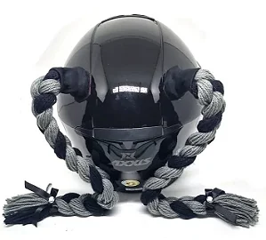 Trança para Capacete Xuca Xuquinha 45cm Preto Cinza