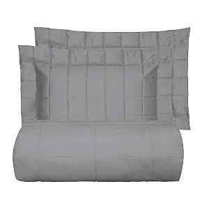 Kit Colcha / Cobre leito King Satinee Square - Kacyumara Chumbo