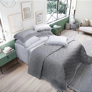 Kit Colcha / Cobre leito Casal Analiza - Marken Fassi Cinza