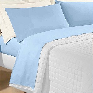Jogo de Cama King 180 fios 100% Algodão Premier - Andreza Azul