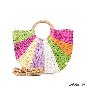Bolsa de palha colorida