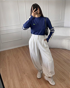 Blusa modal Brasil - Listras/Azul