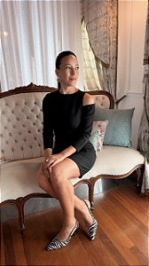 VESTIDO MIRELA PRETO FAIXA BRANCA-ELVA