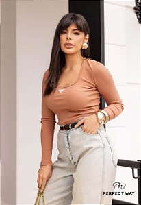 BLUSA CROPPED MALHA CANELADA-PERFECT WAY