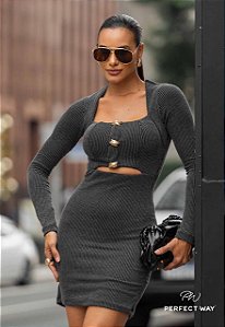 VESTIDO URTO FEMININO C/ METAL-PERFECT WAY