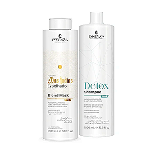 Essenza Kit Das Índias Espelhado Blond + Detox Shampoo - Nutrição e Brilho Intenso