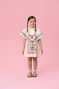 VESTIDO INFANTIL MON SUCRÉ INVERNO FLOR E BORBOLETAS