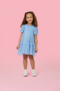 VESTIDO INFANTIL MON SUCRÉ INVERNO CÉU AZUL